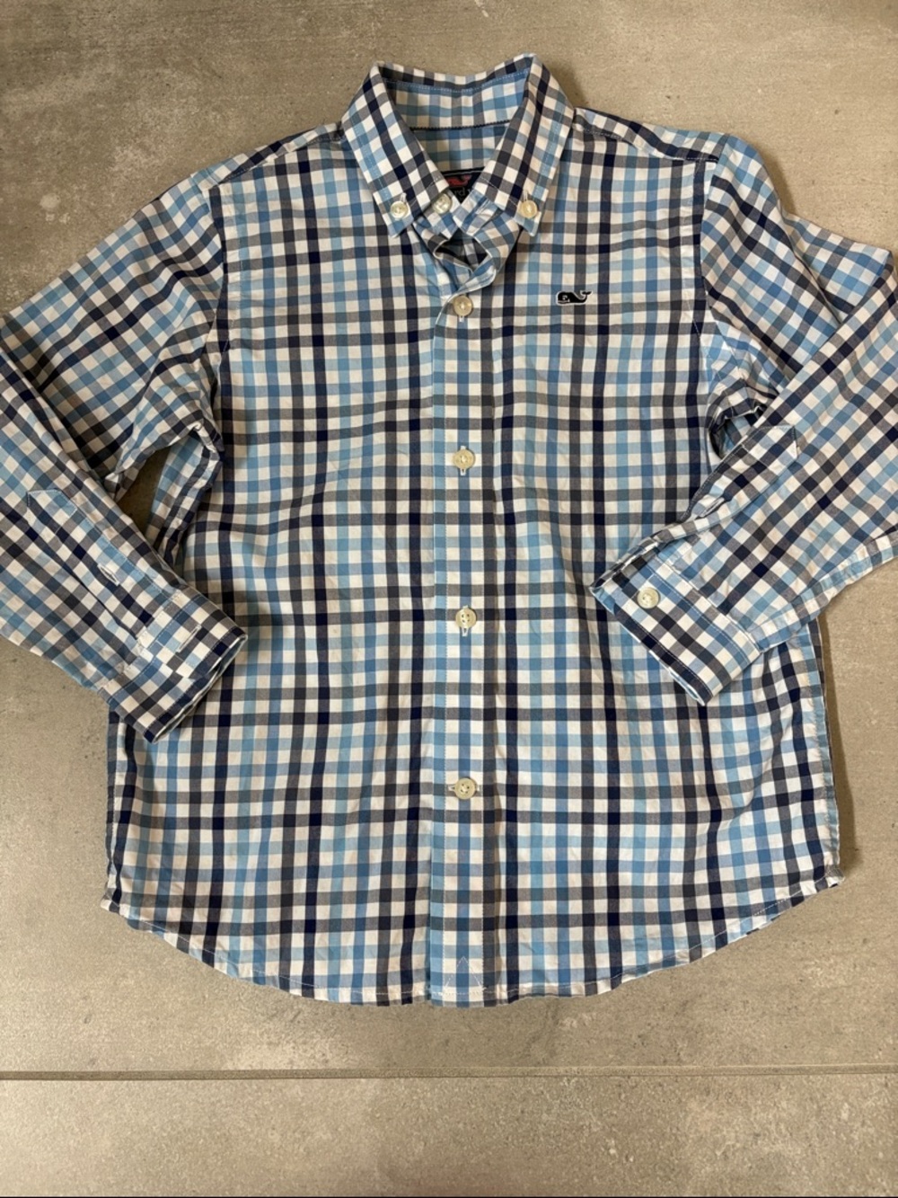 Vineyard Vines Boys Blue & Navy Plaid Button-Down
